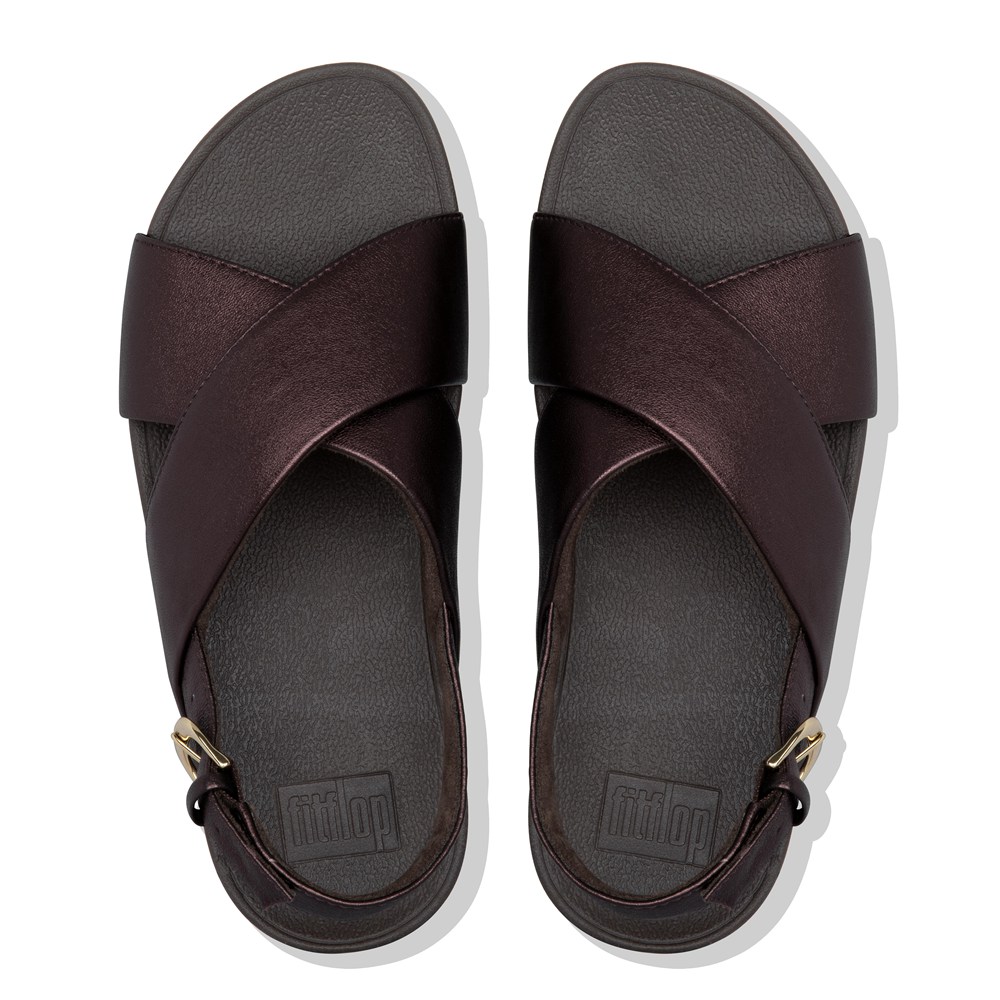 Fitflop Womens Sandals Dark Brown - Lulu Metallic Leather - SO6045197